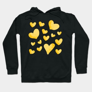 Golden Yellow Heart Pattern Hoodie